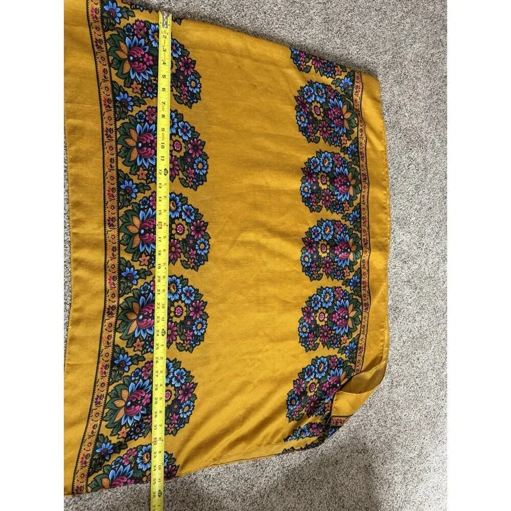 Vintage Colorful Floral Yellow 70s Gold Scarf 70in X 28in Boho